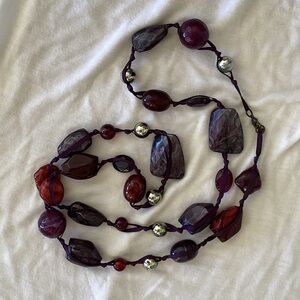 Purple and Red Beaded Necklace